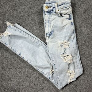 &DENIM jeans Women Super Skinny High Waist Ankle Length 0‎ Grunge Retro Distress